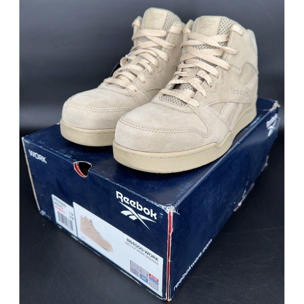 Reebok Work BB4500 Oxford Work Sneakers Men 7 Women 9 Beige Composite Toe RB2950